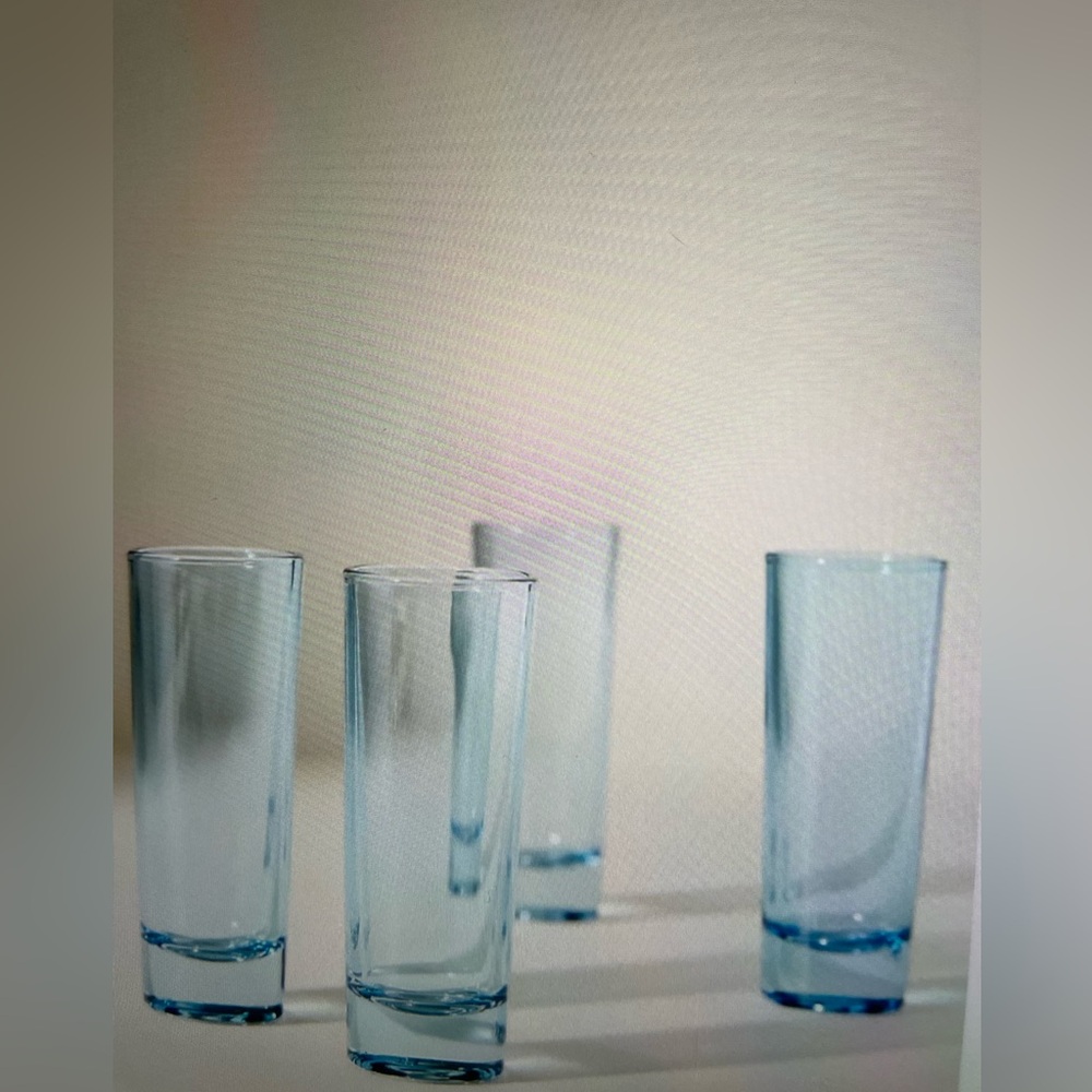 ❤️ ANTHROPOLOGIE MORGAN BLUE SHOT GLASSES SET OF 4 NEW